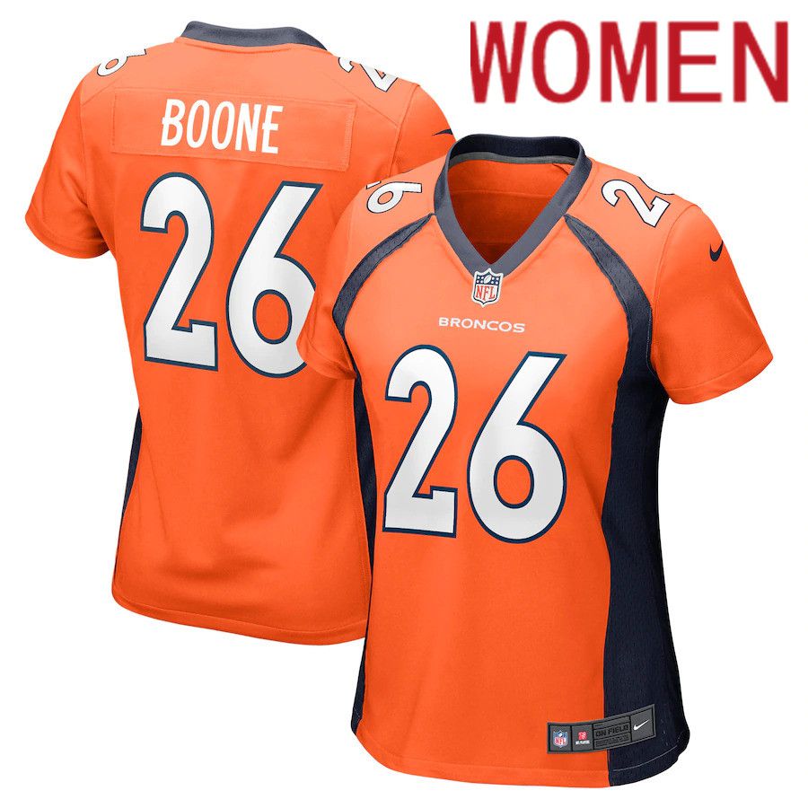 Women Denver Broncos #26 Mike Boone Nike Orange Nike Game NFL Jersey->women nfl jersey->Women Jersey